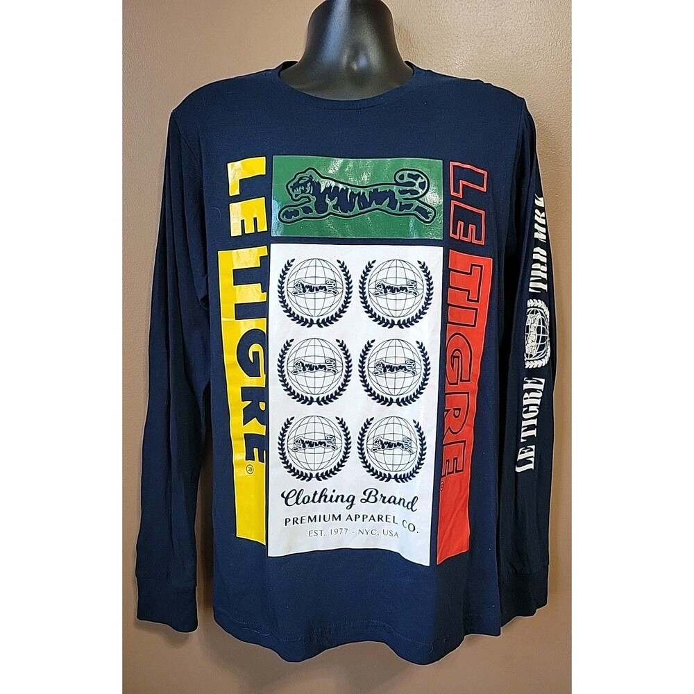 Le Tigre Collection Mens 100% Authentic L/S T-Shirt Mens Navy Logo | Medium